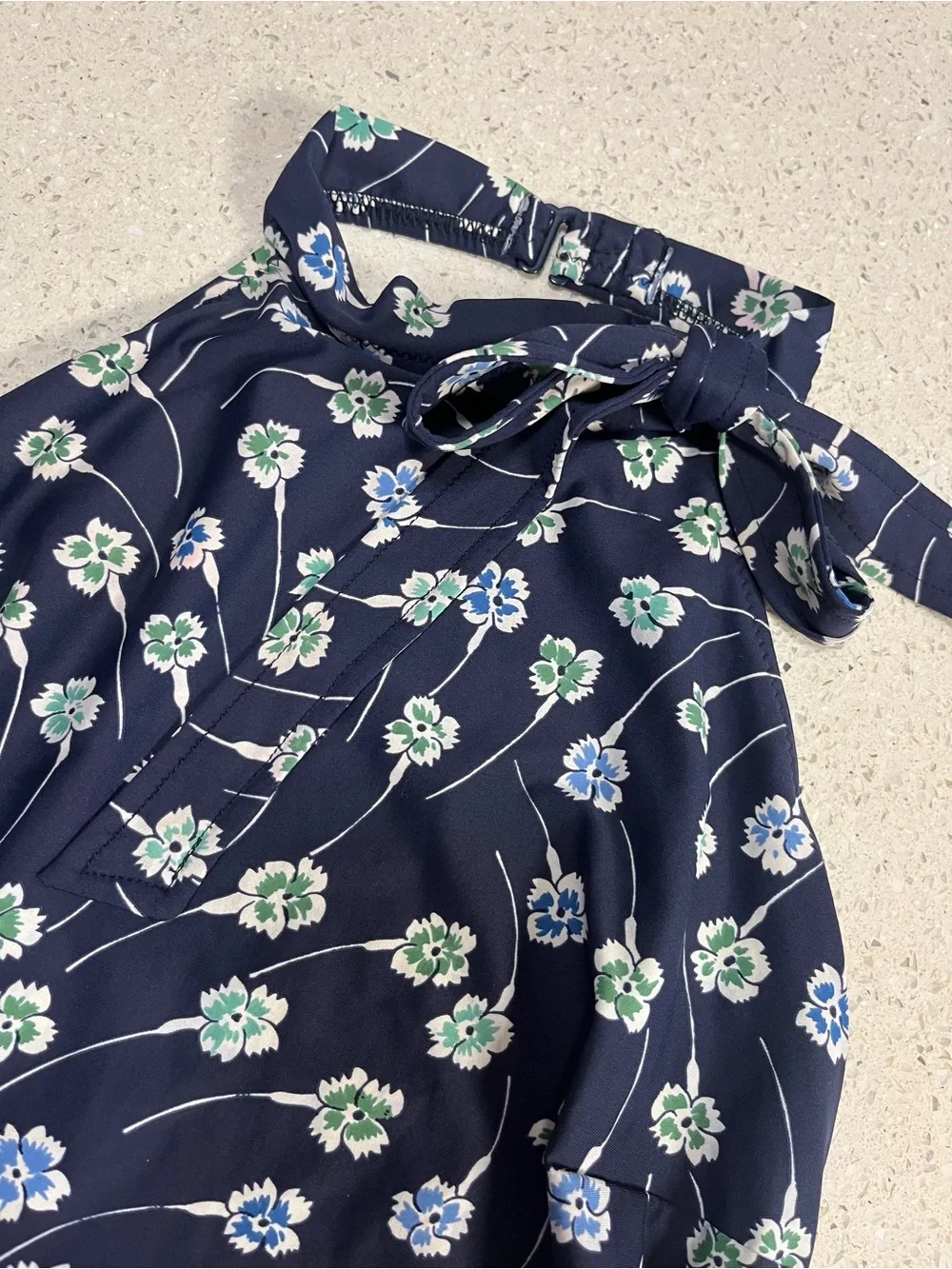 J.Crew Halter Bow One-Piece Swimsuit in Navy Daisy Print Size 12